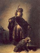 Rembrandt Peale Self portrait in oriental attire with poodle oil painting reproduction
